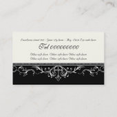Sierlijke scrollwerk rand zwart, ivoor visitekaartje (Achterkant)