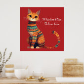 Sierlijke Sierkat met Bloemen Boho Kunst Poster (Keuken)