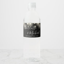 Sierlijke Sliert Lichtjes Zwart Wit Bruiloft Waterfles Etiket