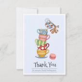 Sierlijke Stapel Theekopjes  Bedankkaart (Voorkant)