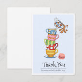 Sierlijke Stapel Theekopjes Bedankkaart (Voorkant / Achterkant)