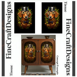 Sierlijke Steampunk Dachshond Hond Decoupage L&R 1 Tissuepapier