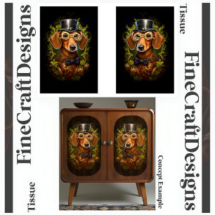 Sierlijke Steampunk Dachshond Hond Decoupage L&R 1 Tissuepapier