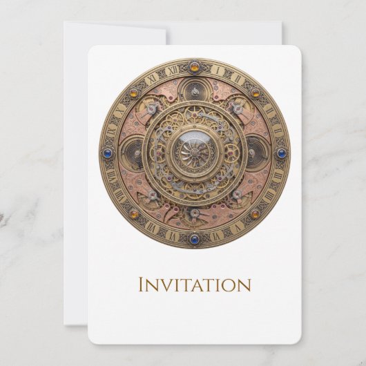 Sierlijke Steampunk Klokwerk Mandala met Messing T Kaart (Voorkant)