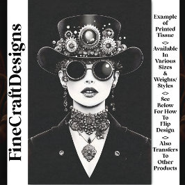 Sierlijke Steampunk Vrouw Monochroom AC5 Découpage Tissuepapier