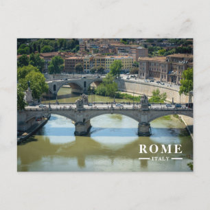 Sierlijke stenen bruggen over de Tiber Rome Italië Feestdagenkaart