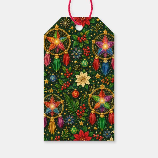 Sierlijke Ster Lantaarn Kerst Cadeautags Cadeaulabel (Voorkant)