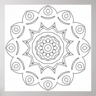 Sierlijke stermandala met gebogen motieflijst poster