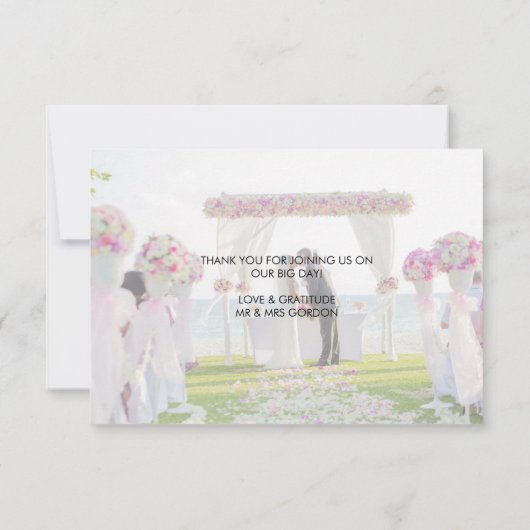 Sierlijke stijlvolle 2 foto bruiloft dank u kaart (Achterkant)