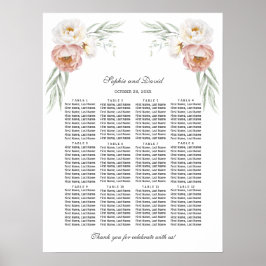 Sierlijke Stof Roze Bloemen Huwelijks Zitplaats Gr Poster