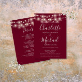 Sierlijke String Lights Burgundy All In One Trouwk Kaart