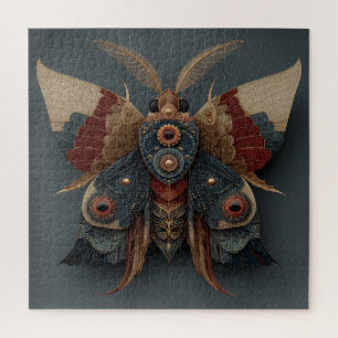 Sierlijke symmetrische 3D-mot met gouden accenten Legpuzzel