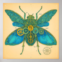 Sierlijke Technische Diagram: Steampunk Insect