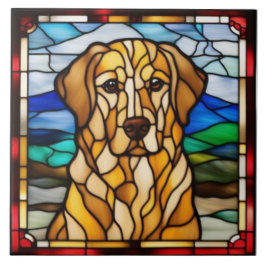 Sierlijke tegel met gouden retriever tegeltje