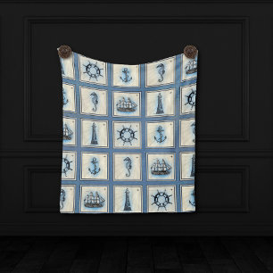 Sierlijke Tegels Blauwe Vuurtoren Anker Scheepsr Wandkleed