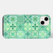 Sierlijke tegels in groen en wit iPhone hoesje (Achterkant horizontaal)