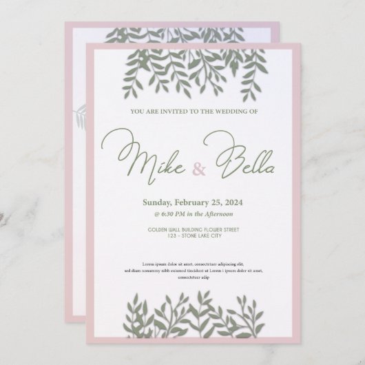 Sierlijke tuin Soiree in Sobar Roze ingelijst Blis Kaart (Voorkant / Achterkant)