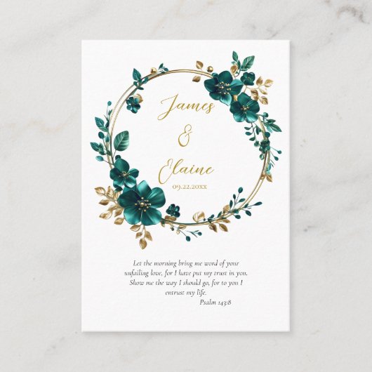 Sierlijke turkooizen bloemen Orthodoxe Huwelijksge Plaatskaartje (Voorkant)