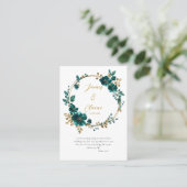 Sierlijke turquoise bloemen Orthodoxe trouwgebedsk Plaatskaartje (Staand voorkant)
