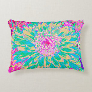 Sierlijke Turquoise Groene en Heet Roze Dahlia Blo Accent Kussen