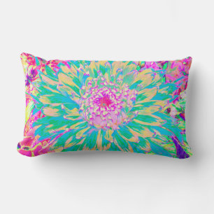 Sierlijke Turquoise Groene en Heet Roze Dahlia Blo Kussen