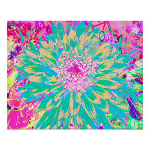 Sierlijke Turquoise Groene en Heet Roze Dahlia Blo Perfect Poster