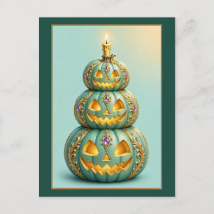 Sierlijke Turquoise Jack-O-Lantern Toren Briefkaart
