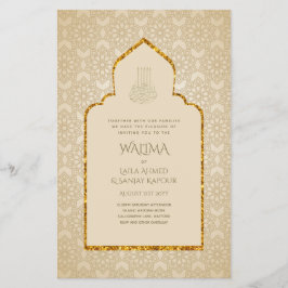 Sierlijke tweetalige WALIMA Nikah Moslim Huwelijk Flyer