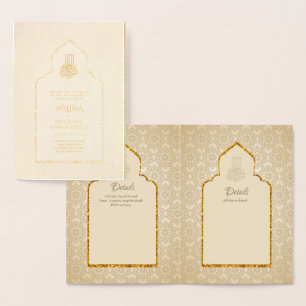Sierlijke tweetalige WALIMA Nikah Moslim Huwelijk Folie Kaarten