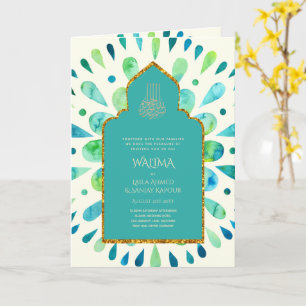 Sierlijke tweetalige WALIMA Nikah Moslim Huwelijk Kaart