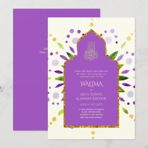 Sierlijke tweetalige WALIMA Nikah Moslim Huwelijk Kaart