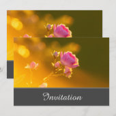 Sierlijke uitnodigingskaart met roze roos kaart (Voorkant / Achterkant)