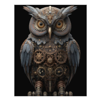 Sierlijke Uurwerk Uil Foto Afdruk