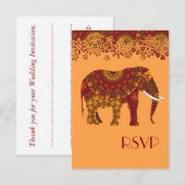 Sierlijke Versierde Indiase Olifant Ontwerp Kaart (Voorkant / Achterkant)