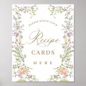 Sierlijke Victoriaanse sierlijke bloemrecept kaart Poster (Voorkant)