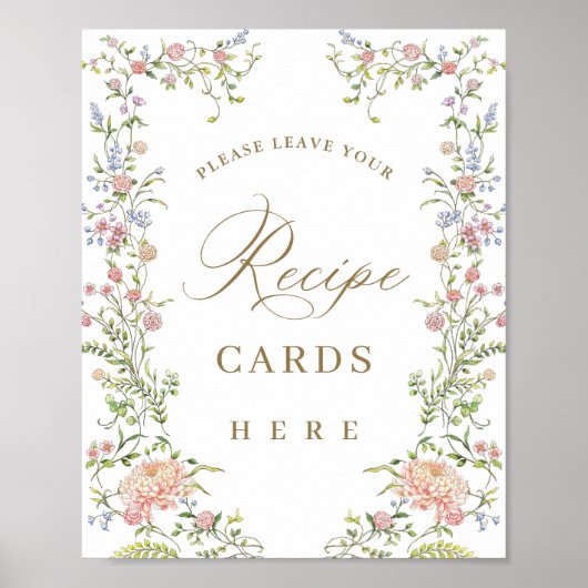 Sierlijke Victoriaanse sierlijke bloemrecept kaart Poster (Voorkant)
