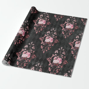 Sierlijke vintage roos harlekijnpatroon cadeaupapier