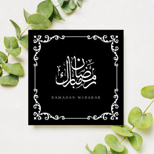 Sierlijke vintage zwart-witte lijst Ramadan Mubara Feestdagenkaart