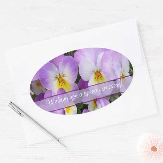 Sierlijke Viola's ~ Ovale Sticker (Envelop)
