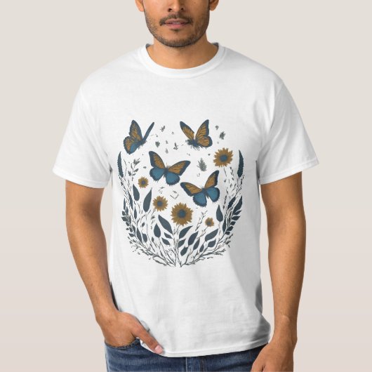 sierlijke vlinders op zacht papier t-shirt (Voorkant)