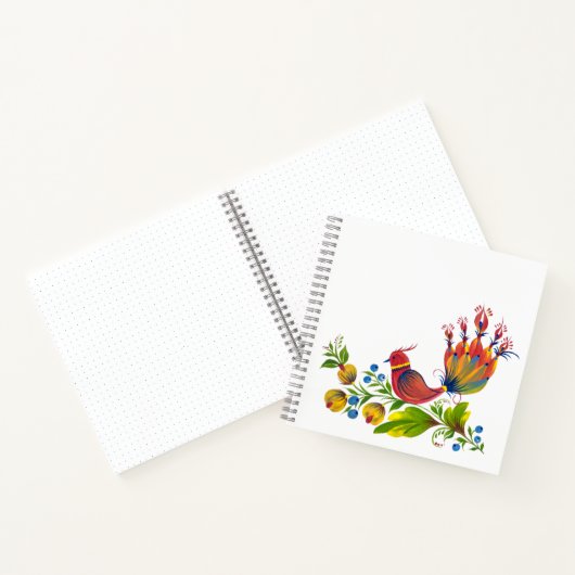 Sierlijke vogel met bloemen en bessen notitieboek (Binnen)