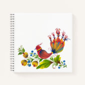 Sierlijke vogel met bloemen en bessen notitieboek (Voorkant)