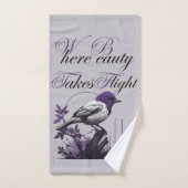 Sierlijke vogel & Paarse bladeren | Palet van de n Bad Handdoek (Handdoek)