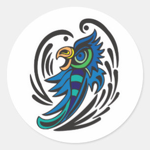 Sierlijke vogel tattoo ontwerp ronde sticker
