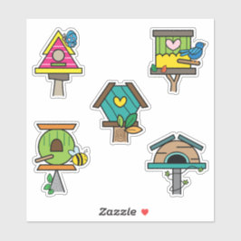 Sierlijke Vogelhuis Illustratie | Kleurig Sticker