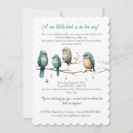 Sierlijke Vogels op Takken  Pastel Baby Shower Kaart