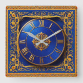 Sierlijke wandklok goud kobaltblauw (Voorkant)
