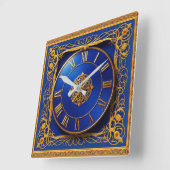 Sierlijke wandklok goud kobaltblauw (Hoek)
