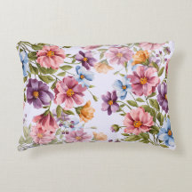 Sierlijke Waterverf Floral Accent Pillow