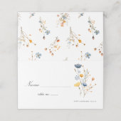 sierlijke wilde bloemen rustieke boho bruiloft plaatskaartje (Buitenkant ongevouwen)